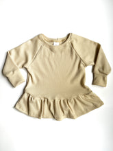 Load image into Gallery viewer, Cream Waffle Shirt (Peplum or Banded Hem)