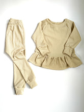 Load image into Gallery viewer, Cream Waffle Shirt (Peplum or Banded Hem)