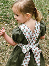 Load image into Gallery viewer, Olive/Floral Puff Sleeve Dress