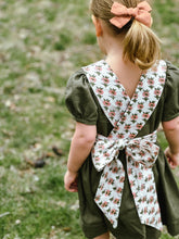 Load image into Gallery viewer, Olive/Floral Puff Sleeve Dress