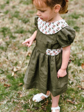 Load image into Gallery viewer, Olive/Floral Puff Sleeve Dress