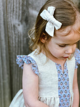 Load image into Gallery viewer, Oatmeal/Cornflower Flutter Sleeve Dress