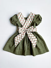 Load image into Gallery viewer, Olive/Floral Puff Sleeve Dress